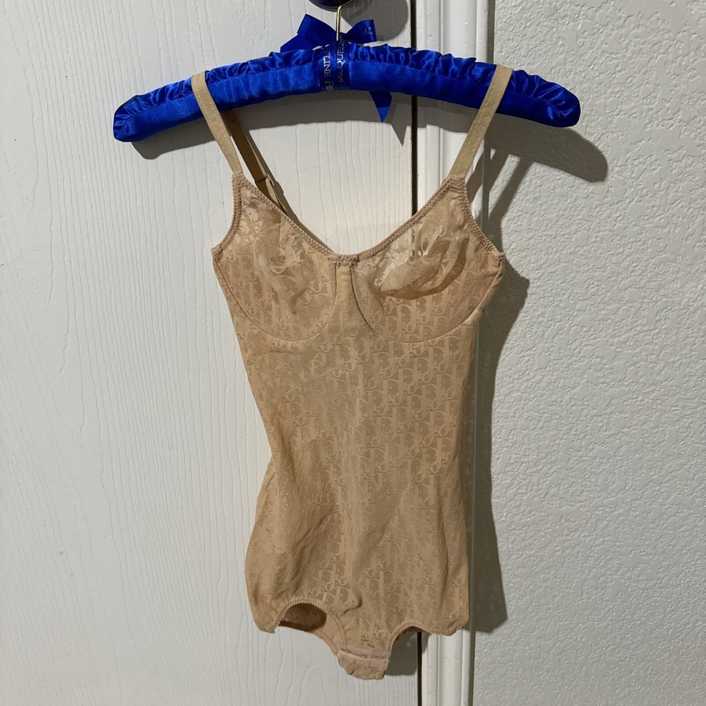 RARE Dior Vintage Nude Sheer Monogram Bodysuit 32D Mint Condition US Made